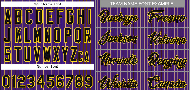 Custom Purple Black-Yellow Stripe Fashion Authentic Baseball Jersey - Image 3