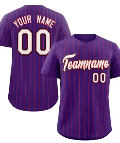 Custom Purple White-Black Stripe Fashion Authentic Baseball Jersey