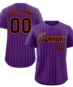 Custom Purple Black-Orange Stripe Fashion Authentic Baseball Jersey