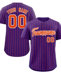 Custom Purple Orange-White Stripe Fashion Authentic Baseball Jersey