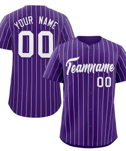 Custom Purple White Stripe Fashion Authentic Baseball Jersey