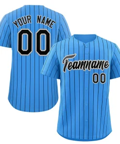 Custom Powder Blue Navy-Gray Stripe Fashion Authentic Baseball Jersey
