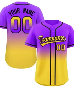 Custom Purple Gold Gradient Fashion Authentic Baseball Jersey