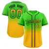 Custom Neon Green Gold Gradient Fashion Authentic Baseball Jersey