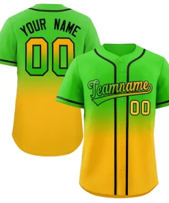 Custom Neon Green Gold Gradient Fashion Authentic Baseball Jersey