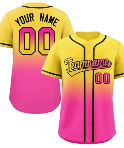Custom Gold Pink Gradient Fashion Authentic Baseball Jersey