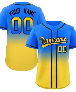 Custom Royal Gold Gradient Fashion Authentic Baseball Jersey