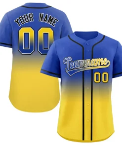 Custom Royal Gold Gradient Fashion Authentic Baseball Jersey