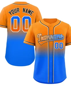 Custom Orange Powder Blue Gradient Fashion Authentic Baseball Jersey