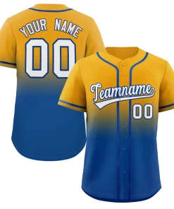 Custom Yellow Royal Gradient Fashion Authentic Baseball Jersey
