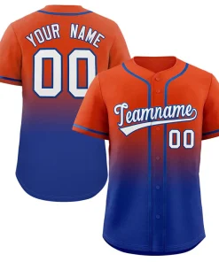 Custom Orange Royal Gradient Fashion Authentic Baseball Jersey