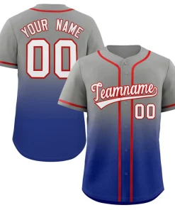 Custom Gray Royal Gradient Fashion Authentic Baseball Jersey