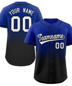 Custom Royal Black Gradient Fashion Authentic Baseball Jersey
