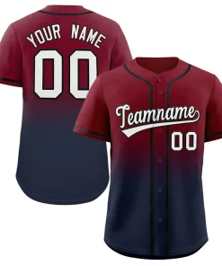 Custom Crimson Navy Gradient Fashion Authentic Baseball Jersey