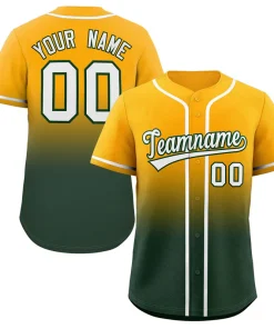 Custom Yellow Green Gradient Fashion Authentic Baseball Jersey