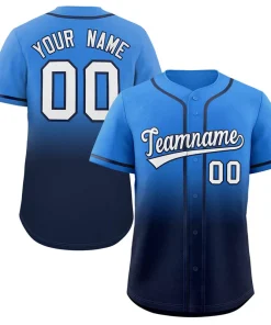 Custom Powder Blue Navy Gradient Fashion Authentic Baseball Jersey