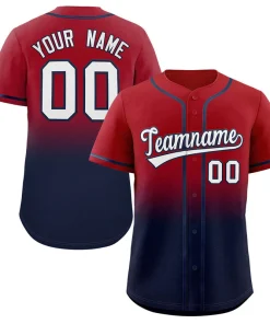 Custom Red Navy Gradient Fashion Authentic Baseball Jersey