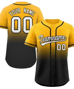 Custom Yellow Black Gradient Fashion Authentic Baseball Jersey