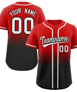Custom Red Black Gradient Fashion Authentic Baseball Jersey