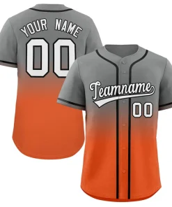Custom Gray Orange Gradient Fashion Authentic Baseball Jersey