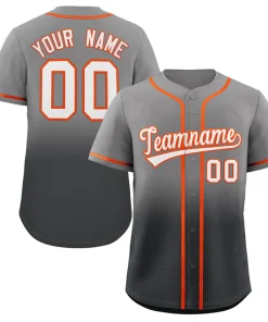 Custom Gray Dark Gray Gradient Fashion Authentic Baseball Jersey