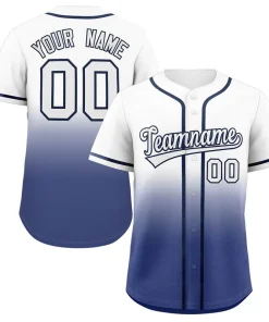 Custom White Blue Gradient Fashion Authentic Baseball Jersey