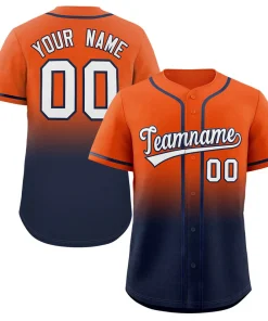 Custom Orange Navy Gradient Fashion Authentic Baseball Jersey