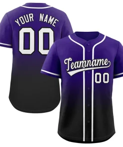 Custom Purple Black Gradient Fashion Authentic Baseball Jersey