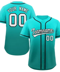 Custom Light Green Aqua Gradient Fashion Authentic Baseball Jersey