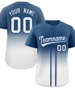 Custom Blue White Gradient Fashion Authentic Baseball Jersey