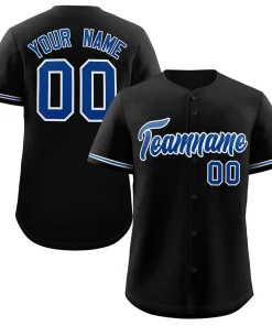 Custom Black Royal-White Classic Style Authentic Baseball Jersey