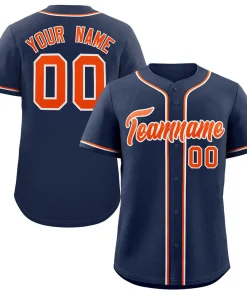 Custom Navy Orange-Gray Classic Style Authentic Baseball Jersey