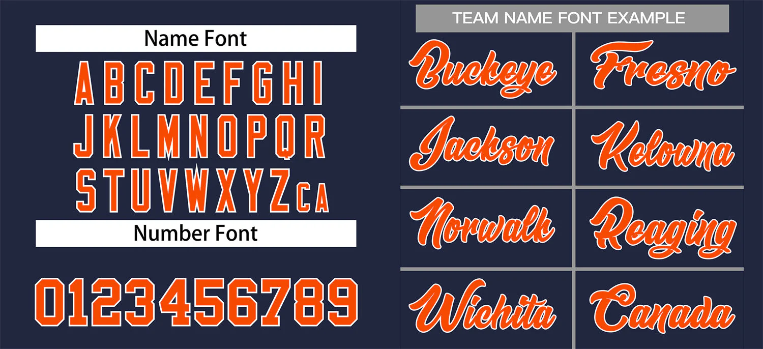 Custom Navy Orange-Gray Classic Style Authentic Baseball Jersey - Image 3