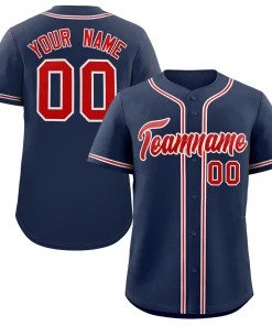Custom Navy Red-Gray Classic Style Authentic Baseball Jersey