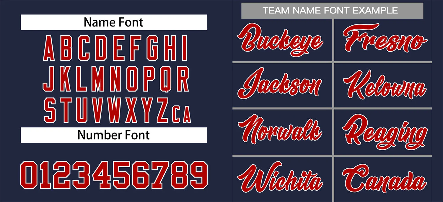 Custom Navy Red-Gray Classic Style Authentic Baseball Jersey - Image 3
