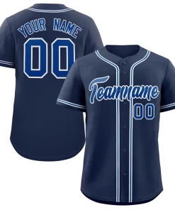 Custom Navy Royal-Gray Classic Style Authentic Baseball Jersey