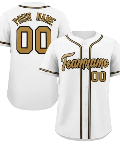 Custom White Old Gold-Black Classic Style Authentic Baseball Jersey
