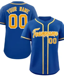 Custom Royal Yellow-White Classic Style Authentic Baseball Jersey