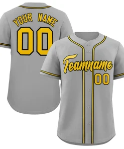 Custom Gray Gold-Black Classic Style Authentic Baseball Jersey