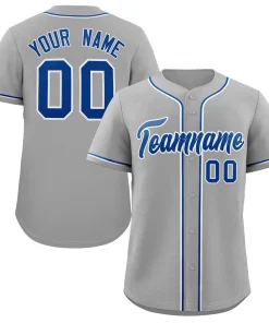 Custom Gray Royal-White Classic Style Authentic Baseball Jersey