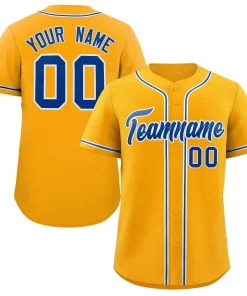 Custom Yellow Royal-White Classic Style Authentic Baseball Jersey