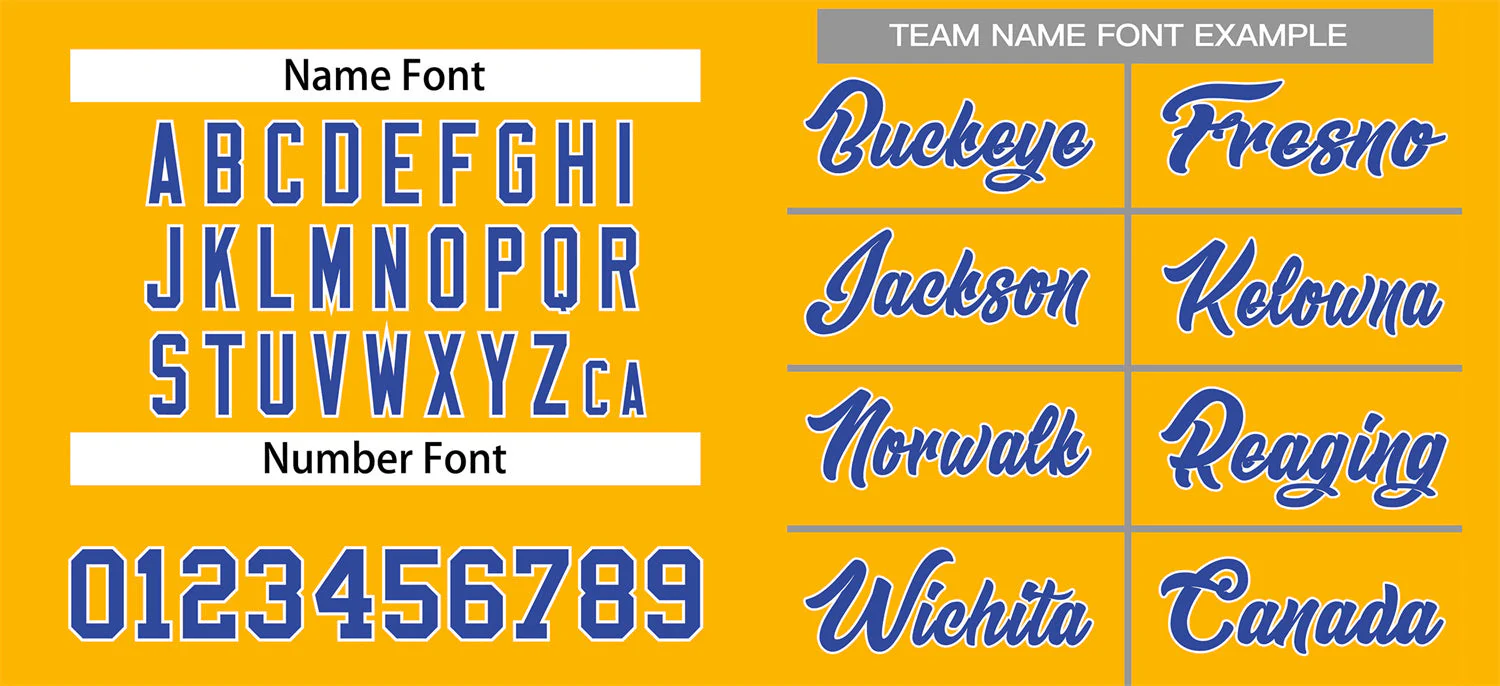 Custom Yellow Royal-White Classic Style Authentic Baseball Jersey - Image 3