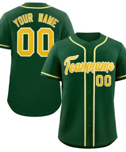 Custom Green Gold-White Classic Style Authentic Baseball Jersey