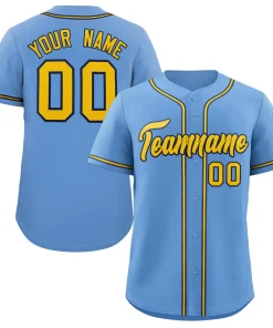 Custom Light Blue Gold-Navy Classic Style Authentic Baseball Jersey