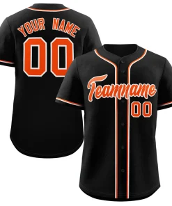 Custom Black Orange-White Classic Style Authentic Baseball Jersey