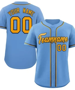Custom Light Blue Yellow-Navy Classic Style Authentic Baseball Jersey