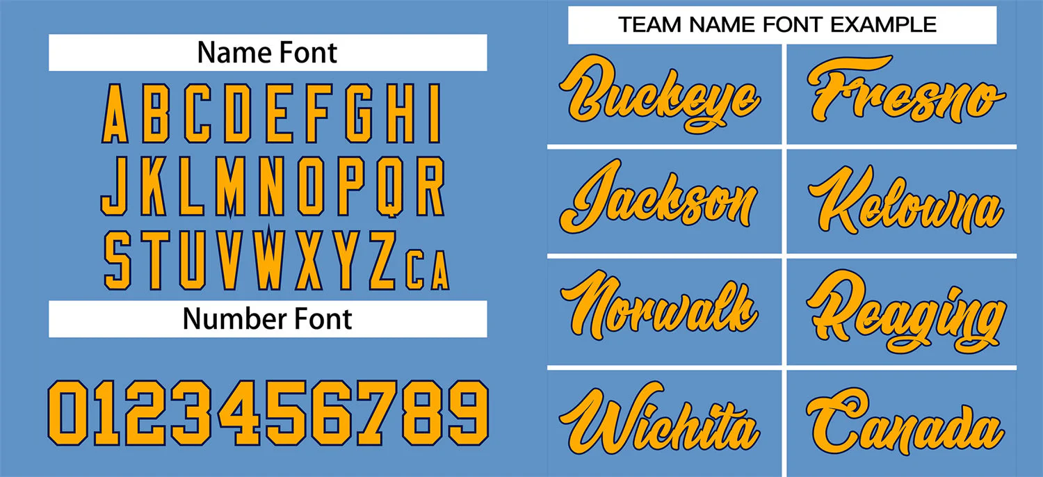 Custom Light Blue Yellow-Navy Classic Style Authentic Baseball Jersey - Image 3