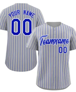 Custom Gray Royal-White Stripe Fashion Authentic Baseball Jersey