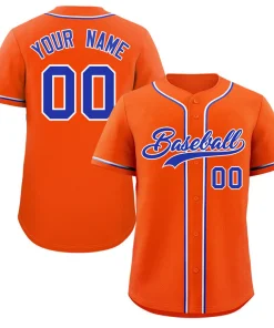 Custom Orange Royal-White Classic Style Authentic Baseball Jersey