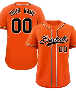 Custom Orange Black-White Classic Style Authentic Baseball Jersey